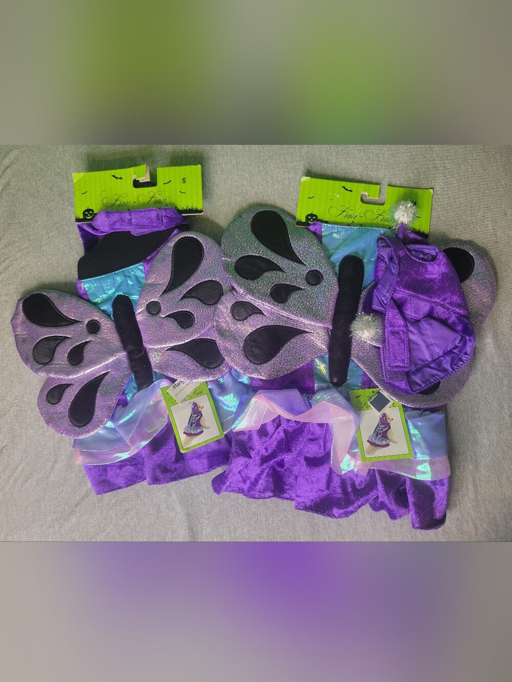 Nwt Purple Butterfly Fairy Princess Dog Costume Set Wings Hat Small & Medium